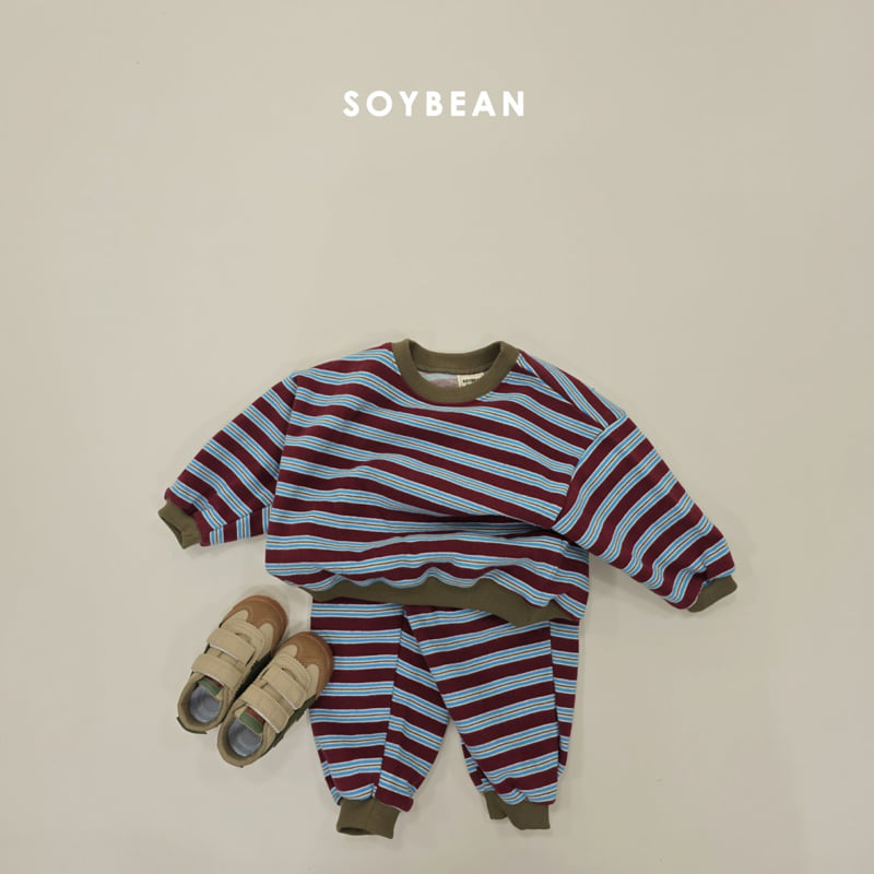 Soybean - Korean Children Fashion - #childrensboutique - Warm Stripe Top Bottom Set - 4