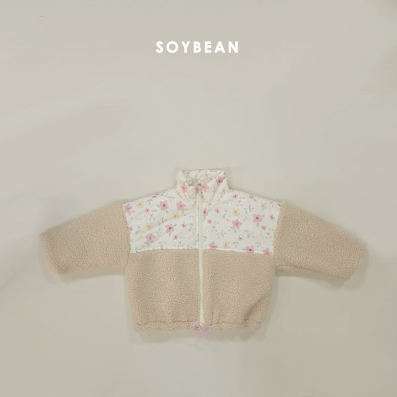 Soybean - Korean Children Fashion - #discoveringself - Flower Contrast Fleece Jacket - 10