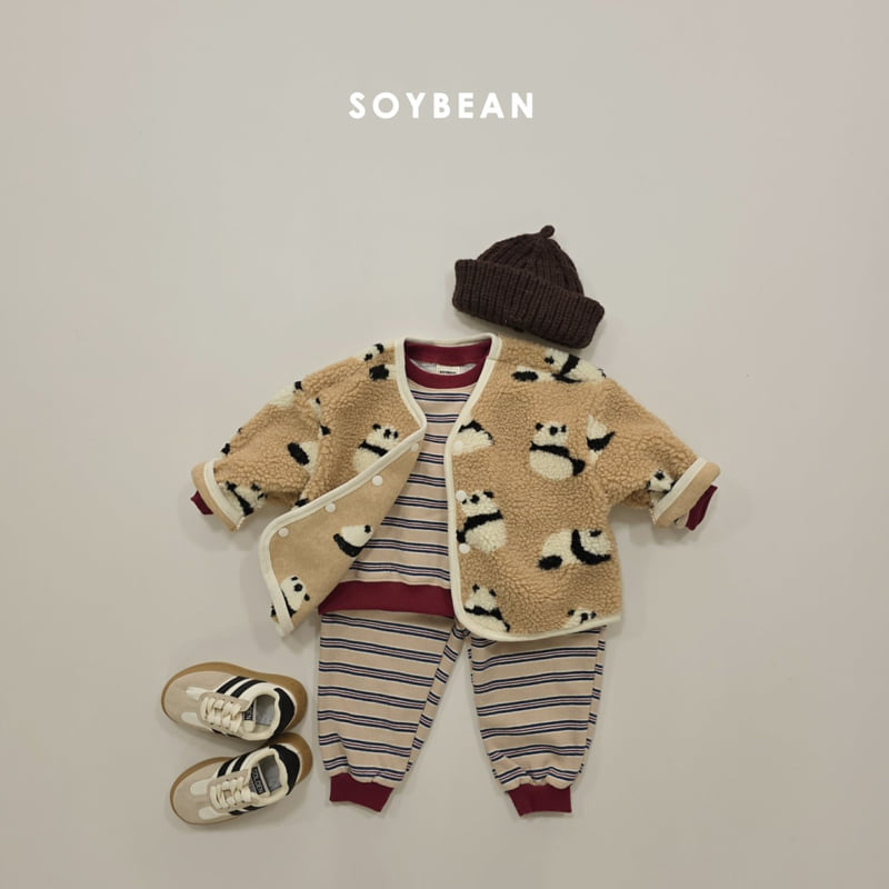 Soybean - Korean Children Fashion - #fashionkids - Warm Stripe Top Bottom Set - 6