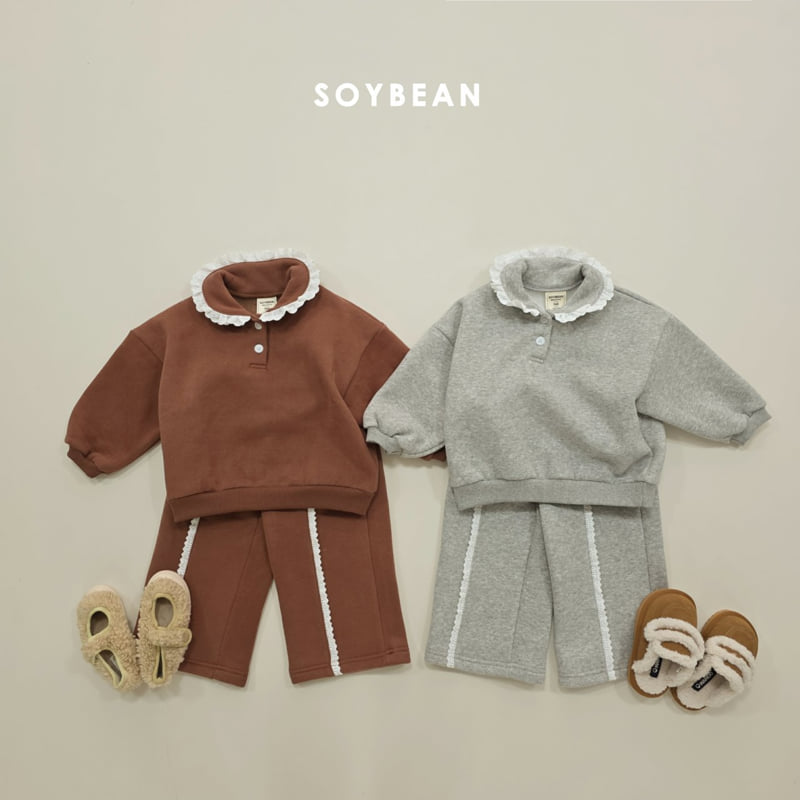 Soybean - Korean Children Fashion - #fashionkids - Collar Frill Fleece Set - 5