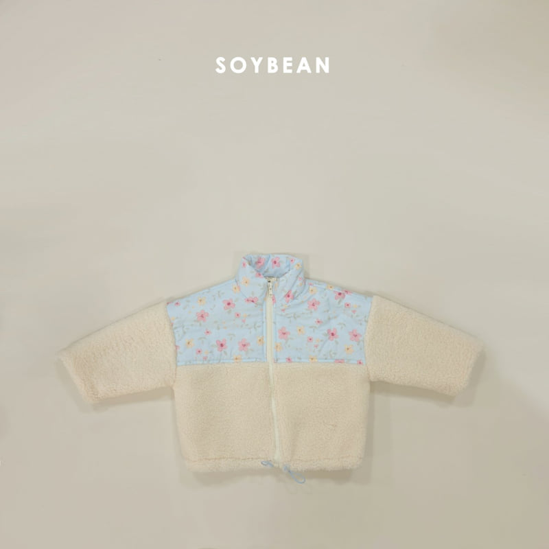 Soybean - Korean Children Fashion - #kidsshorts - Flower Contrast Fleece Jacket - 12