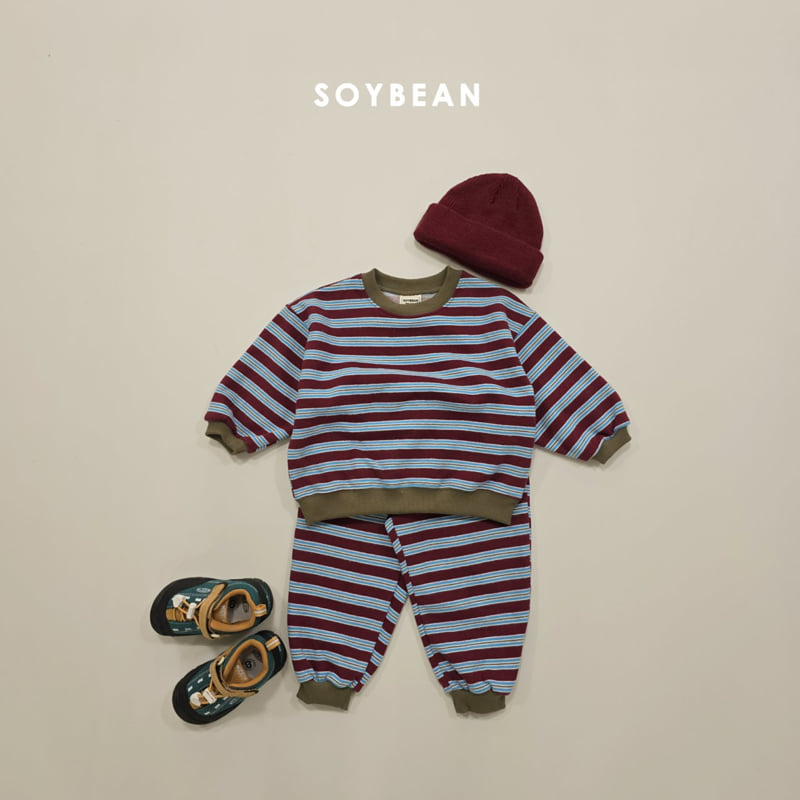 Soybean - Korean Children Fashion - #kidsshorts - Warm Stripe Top Bottom Set - 7