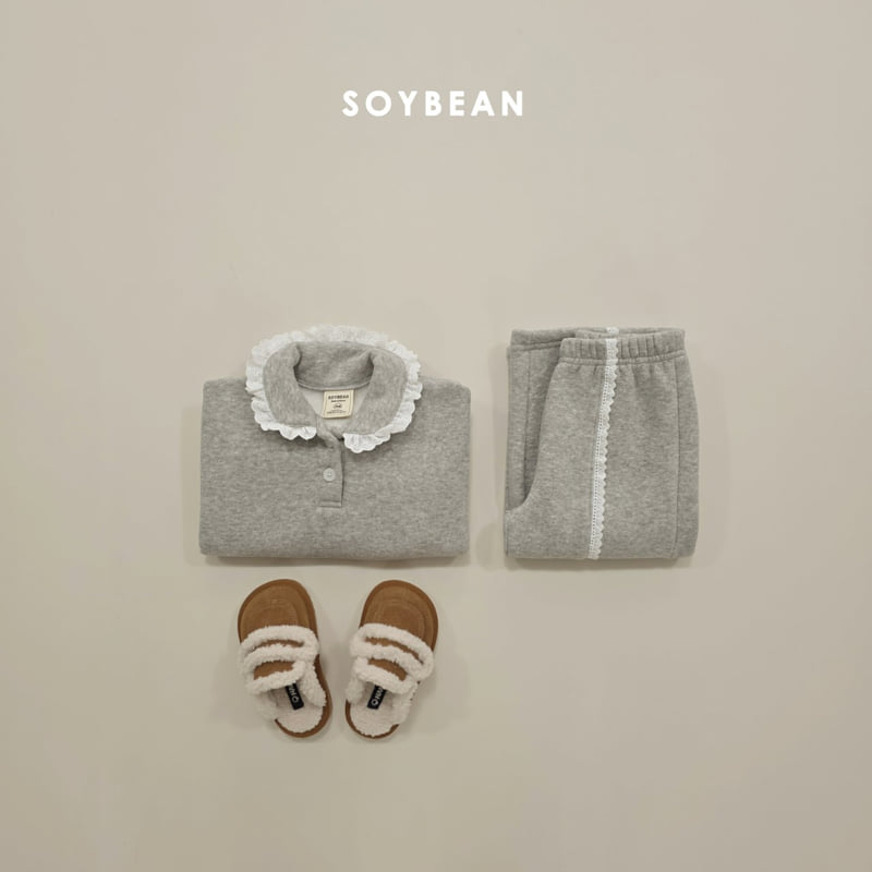 Soybean - Korean Children Fashion - #kidsshorts - Collar Frill Fleece Set - 6