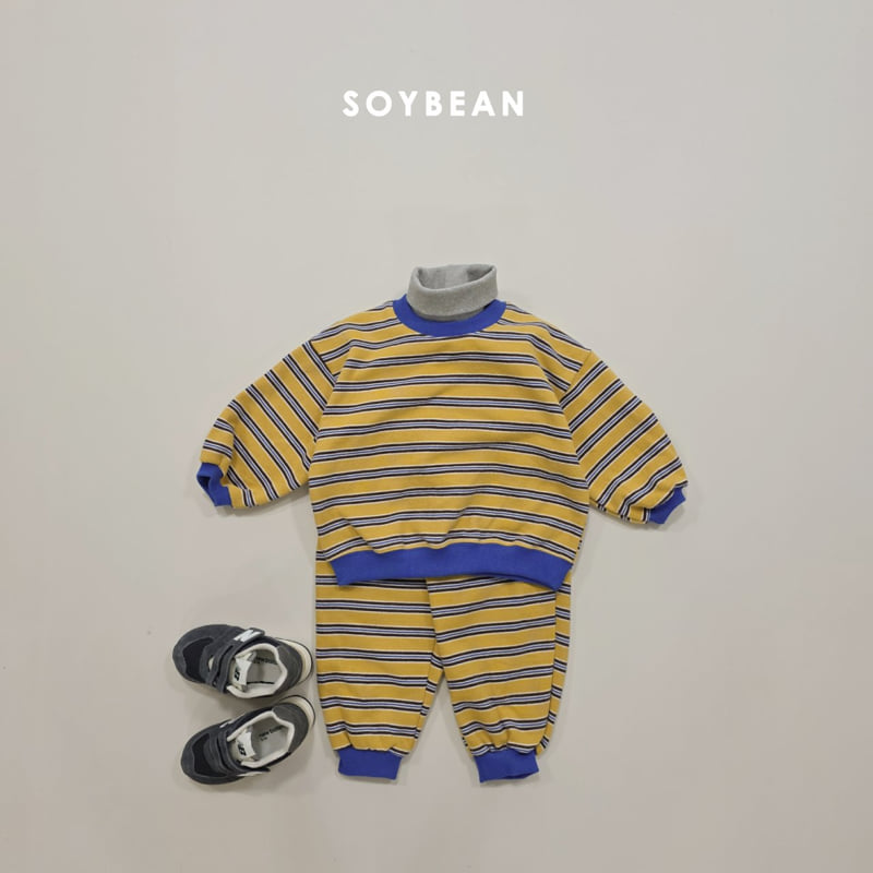 Soybean - Korean Children Fashion - #kidsstore - Warm Stripe Top Bottom Set - 8