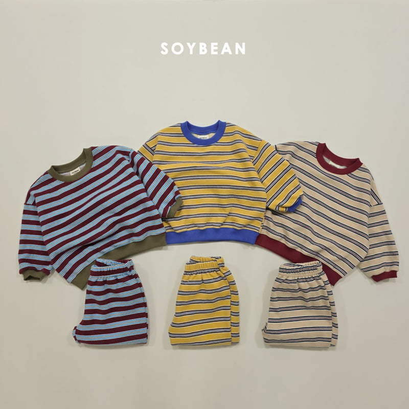 Soybean - Korean Children Fashion - #kidzfashiontrend - Warm Stripe Top Bottom Set - 9