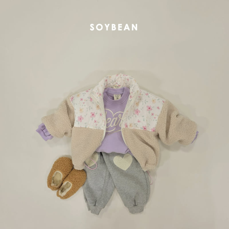 Soybean - Korean Children Fashion - #magicofchildhood - Flower Contrast Fleece Jacket - 3