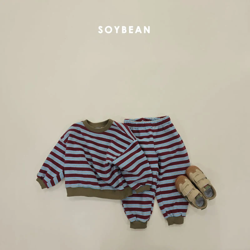 Soybean - Korean Children Fashion - #magicofchildhood - Warm Stripe Top Bottom Set - 12