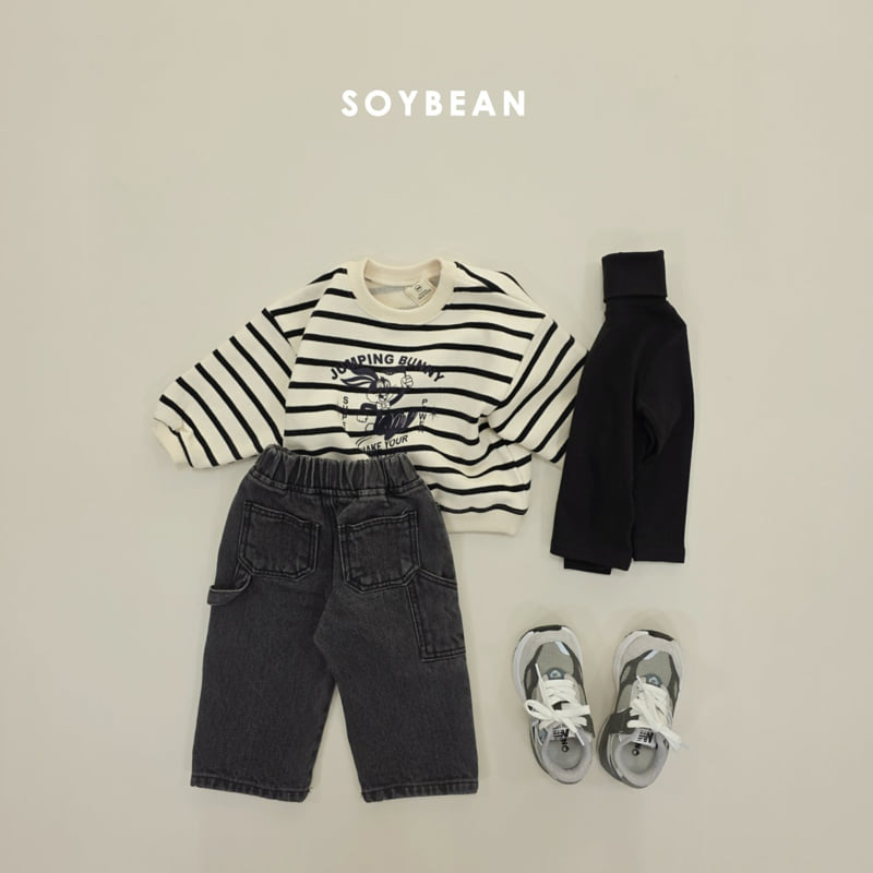 Soybean - Korean Children Fashion - #minifashionista - Brushed Work Denim Pants - 9