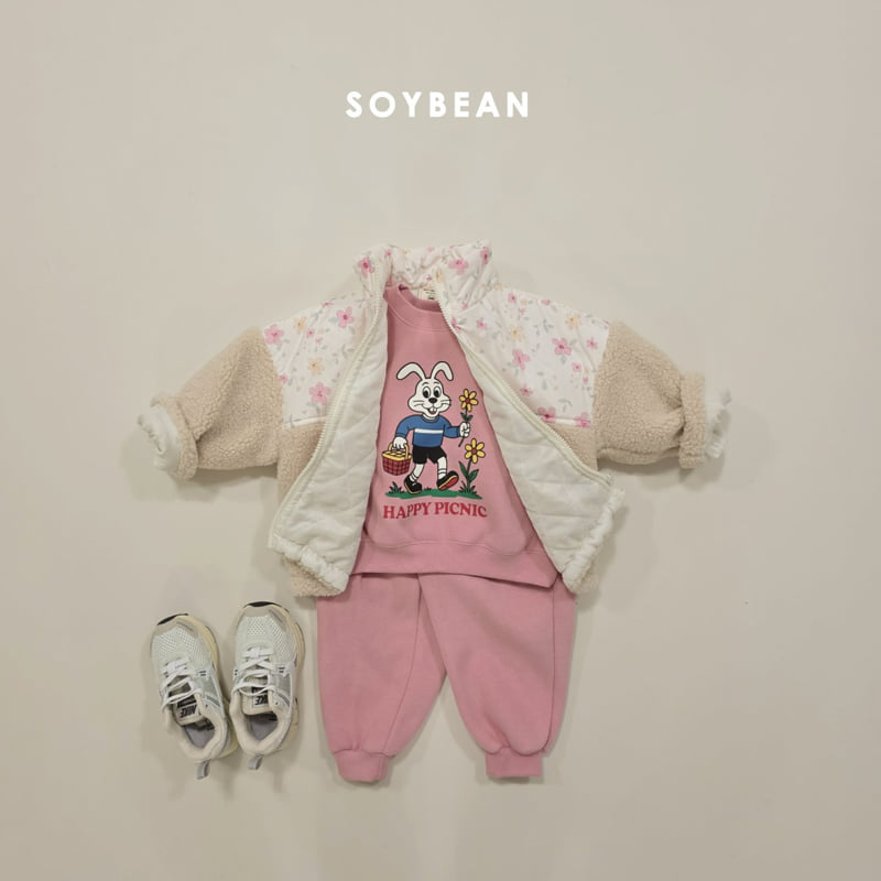 Soybean - Korean Children Fashion - #prettylittlegirls - Flower Contrast Fleece Jacket - 5