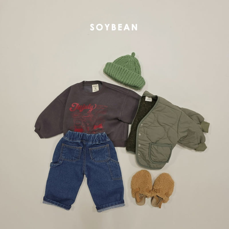 Soybean - Korean Children Fashion - #prettylittlegirls - Brushed Work Denim Pants - 10