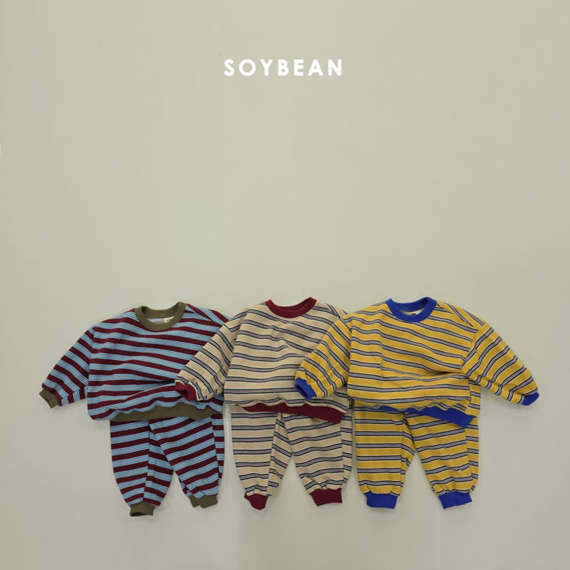Soybean - Korean Children Fashion - #stylishchildhood - Warm Stripe Top Bottom Set
