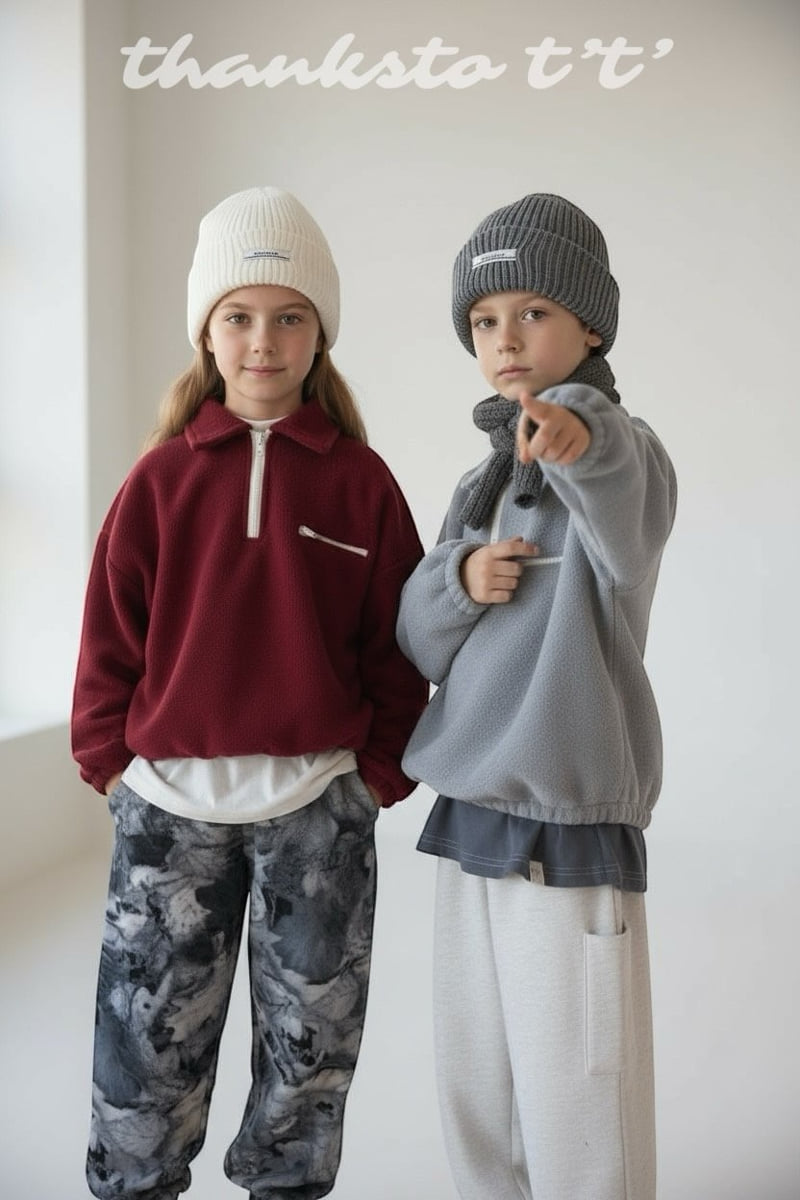 Thanksto TT - Korean Children Fashion - #designkidswear - Tee Collar Half Zip-up - 10