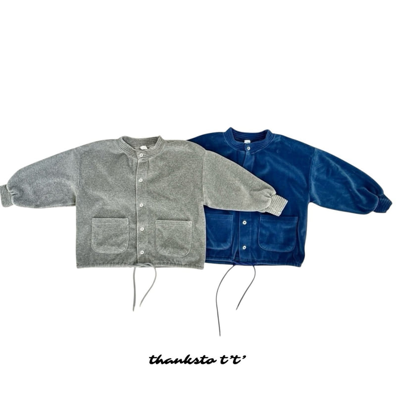 Thanksto TT - Korean Children Fashion - #discoveringself - Velour Zip-up