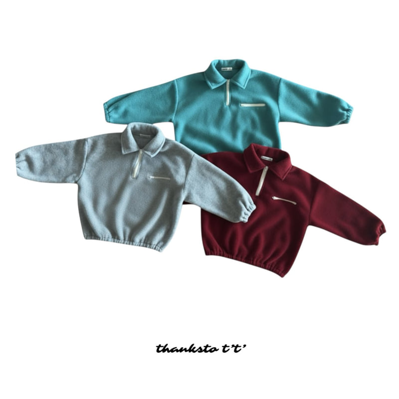 Thanksto TT - Korean Children Fashion - #littlefashionista - Tee Collar Half Zip-up