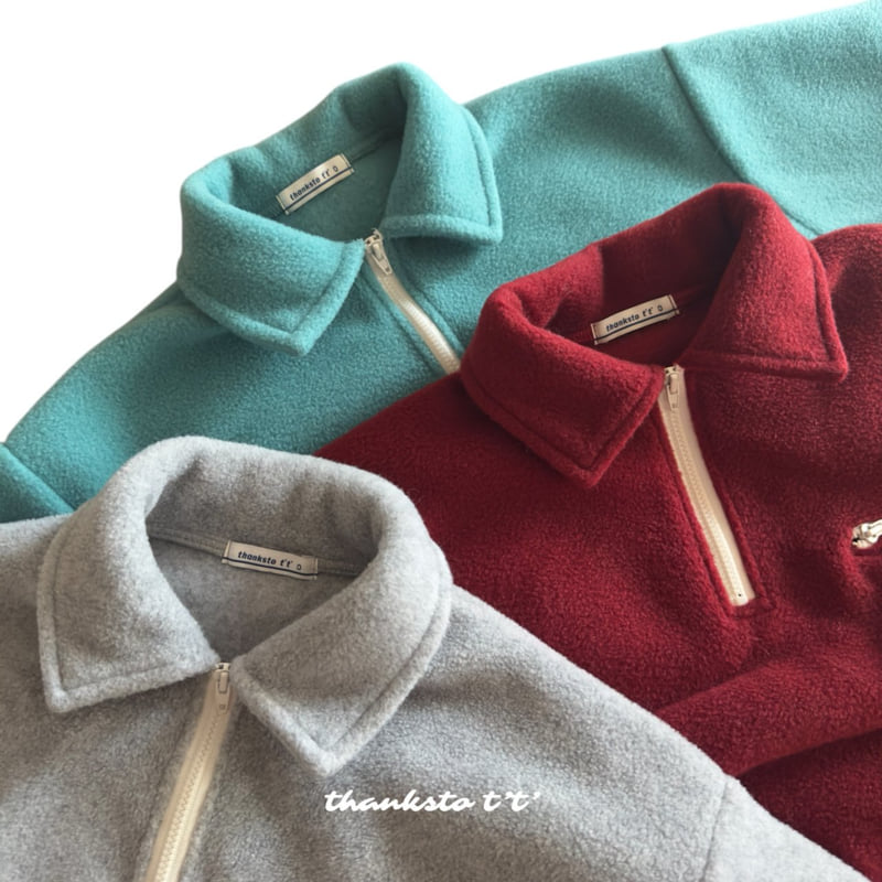 Thanksto TT - Korean Children Fashion - #magicofchildhood - Tee Collar Half Zip-up - 2