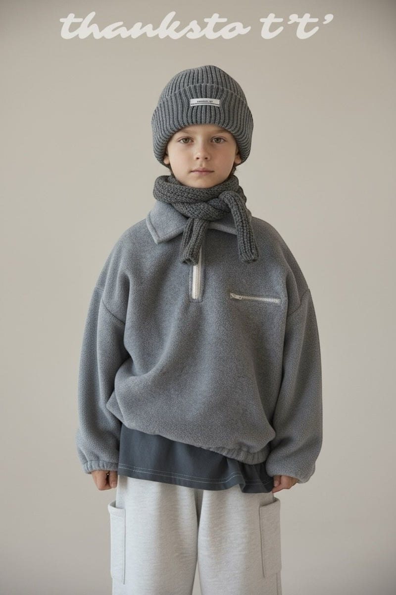 Thanksto TT - Korean Children Fashion - #stylishchildhood - Tee Collar Half Zip-up - 7