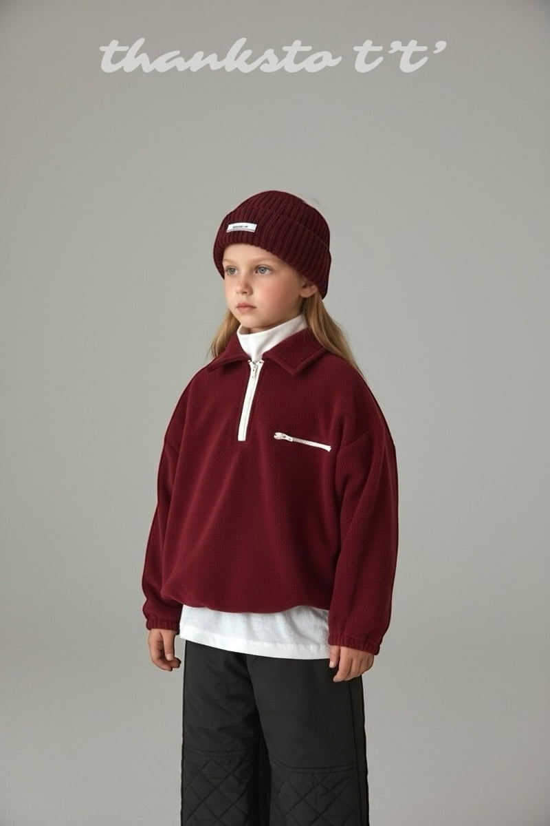 Thanksto TT - Korean Children Fashion - #toddlerclothing - Tee Collar Half Zip-up - 6