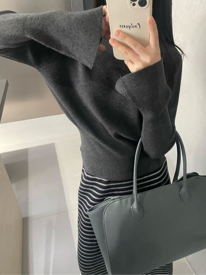 There By - Korean Women Fashion - #momslook - Prin Line Long Sleeve Knit - 7