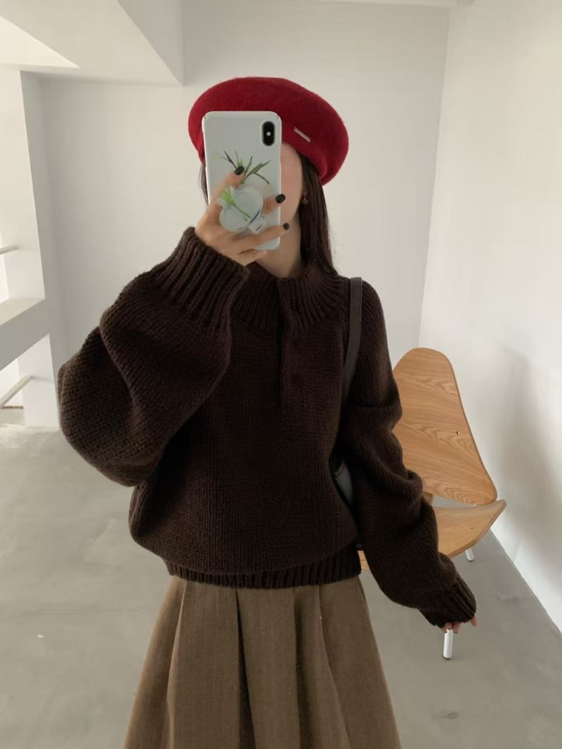 There By - Korean Women Fashion - #momslook - Honey Half Neck Knit - 10