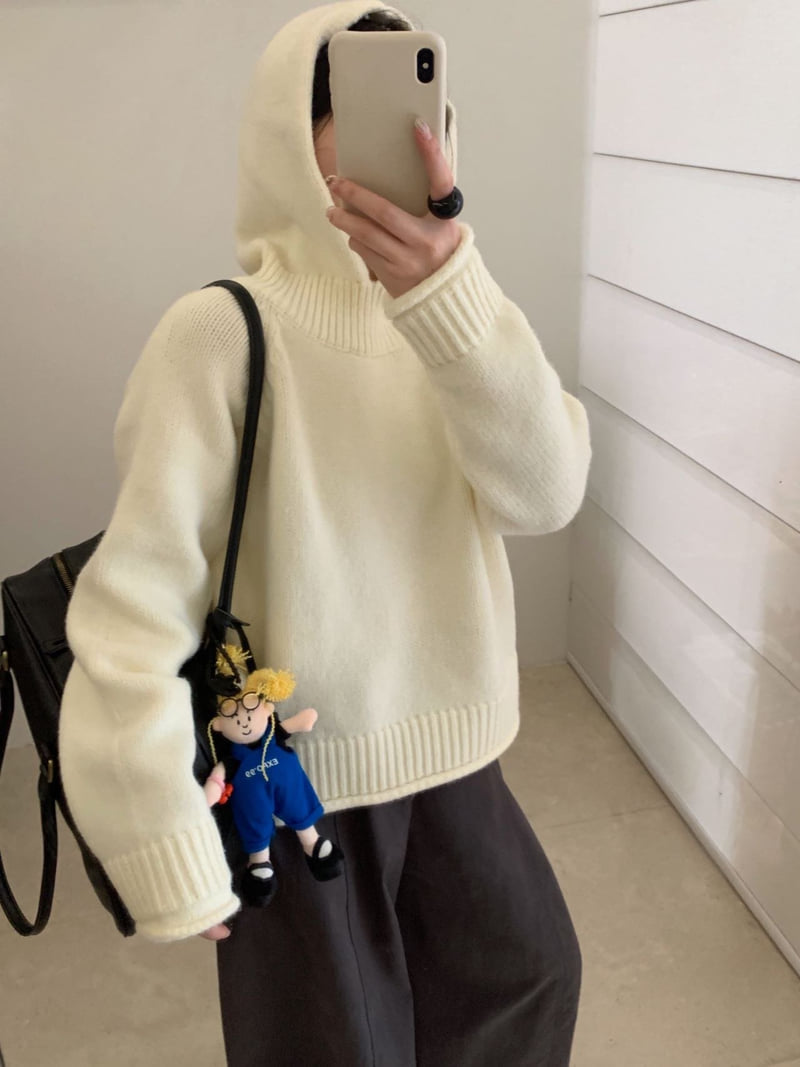 There By - Korean Women Fashion - #momslook - Dear Hood Knit - 10