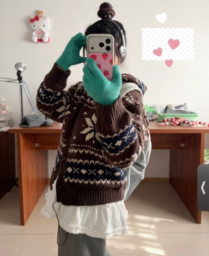 There By - Korean Women Fashion - #momslook - Snow Hood Cardigan - 3