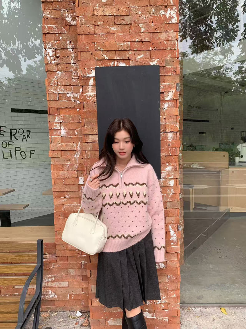 There By - Korean Women Fashion - #momslook - Milk Half Zip-Up - 11