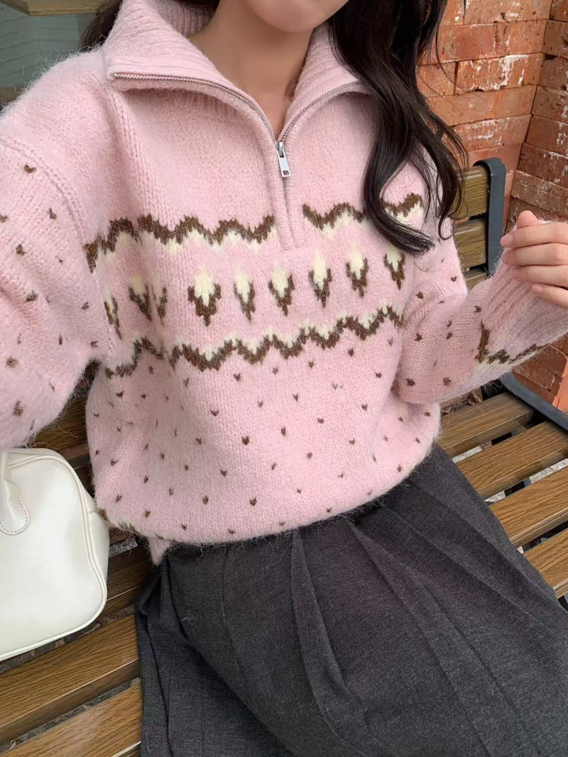 There By - Korean Women Fashion - #momslook - Milk Half Zip-Up - 9