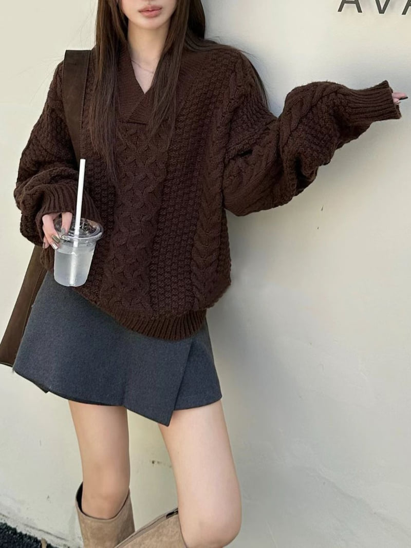 There By - Korean Women Fashion - #momslook - Mond Cable Knit - 3