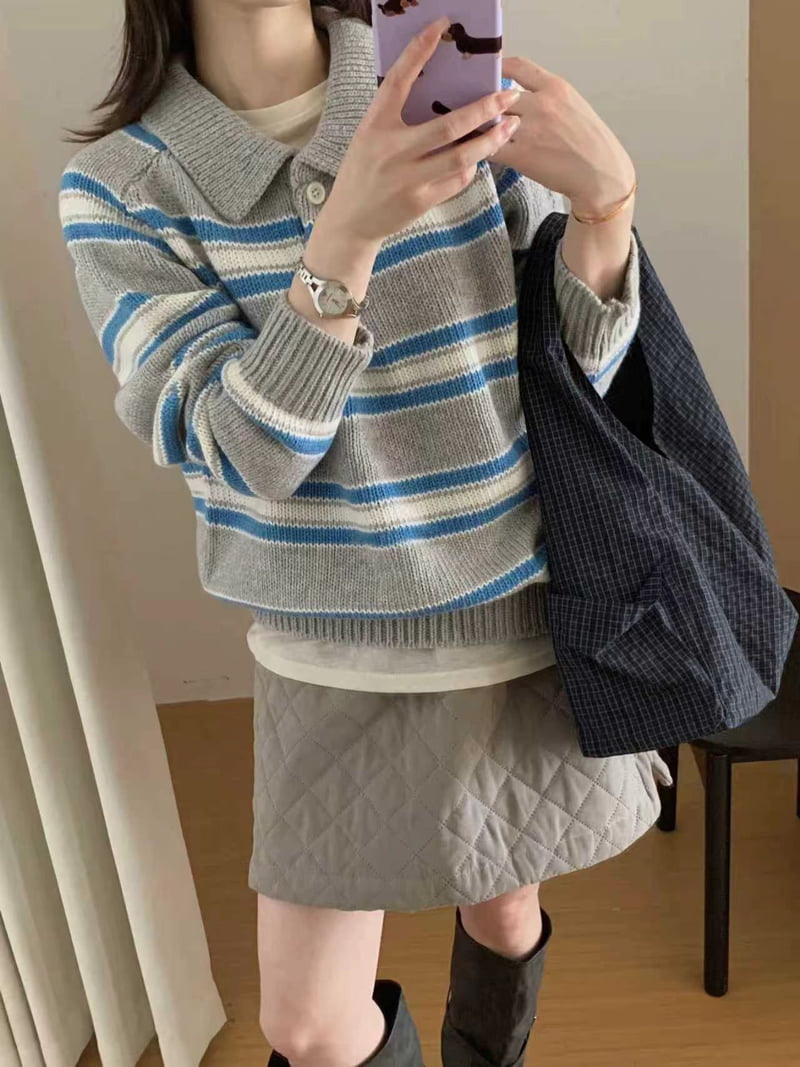 There By - Korean Women Fashion - #momslook - Use Stripe Knit - 6