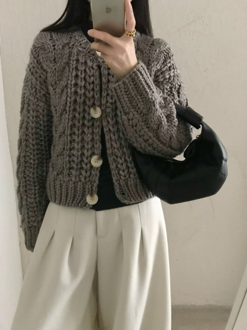 There By - Korean Women Fashion - #momslook - Cream Hand-Knit Cardigan - 5
