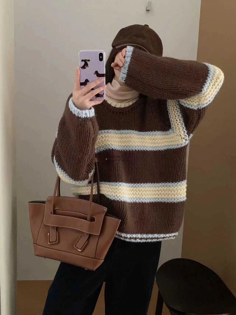 There By - Korean Women Fashion - #vintagekidsstyle - Sloan Stripe Knit - 4