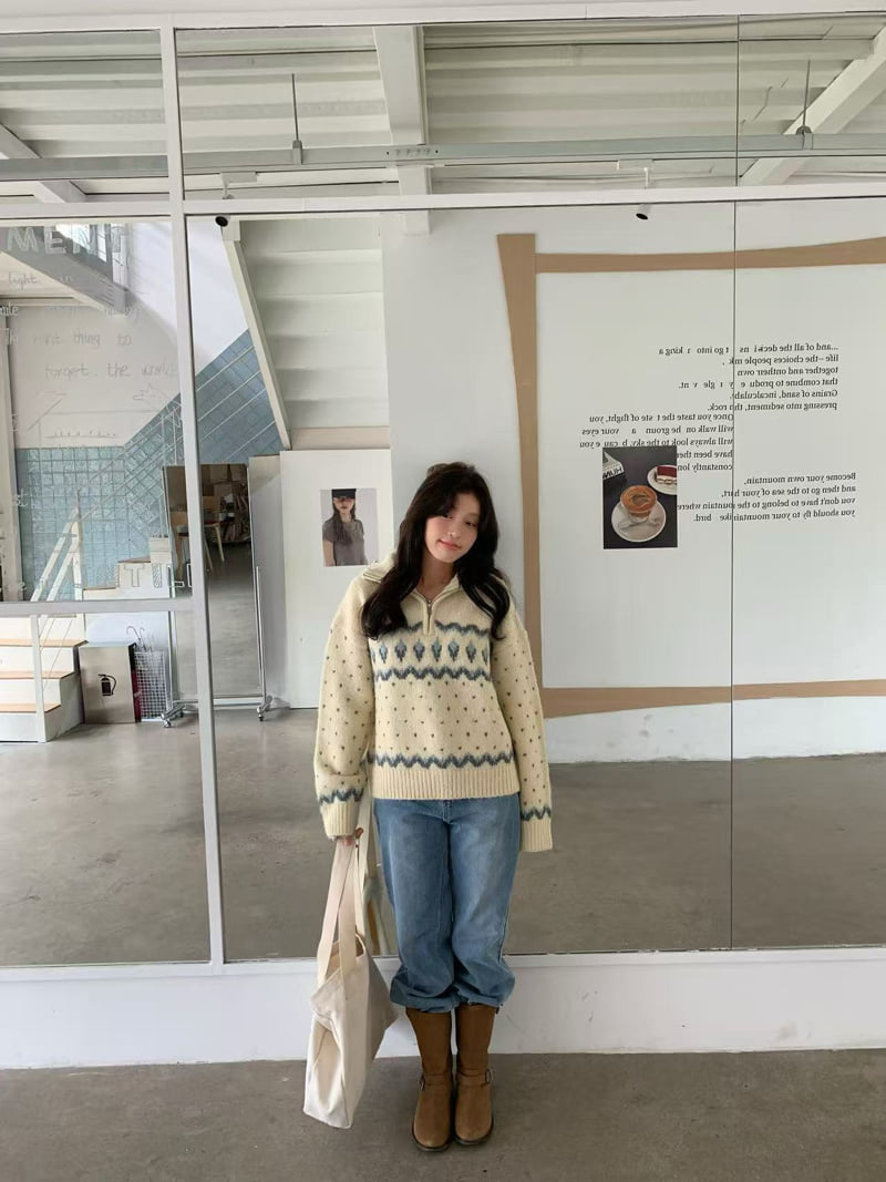 There By - Korean Women Fashion - #pursuepretty - Milk Half Zip-Up - 3