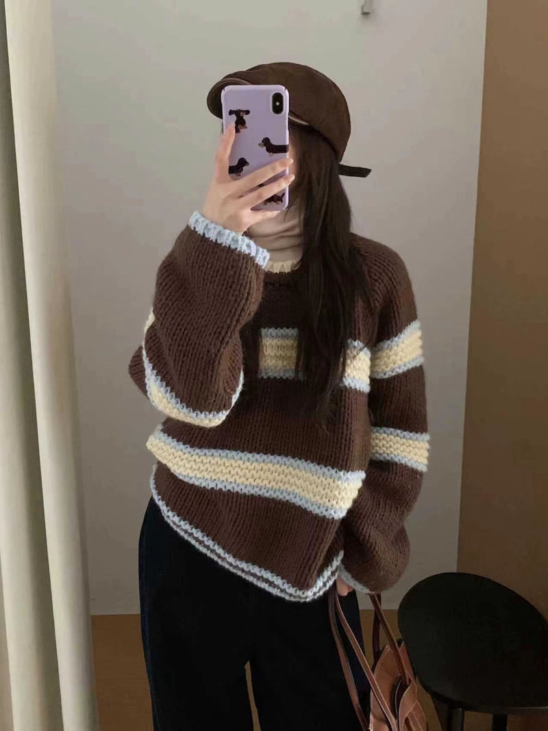 There By - Korean Women Fashion - #romanticstyle - Sloan Stripe Knit - 6