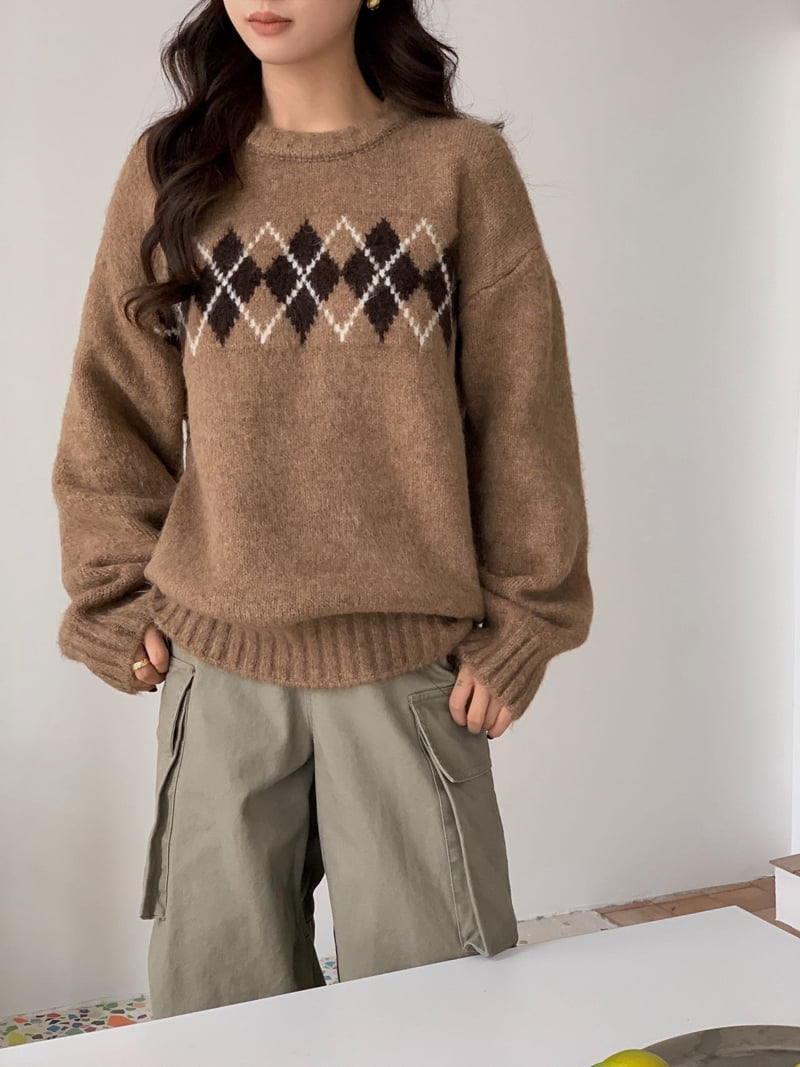 There By - Korean Women Fashion - #shopsmall - Momo Argyle Knit - 7