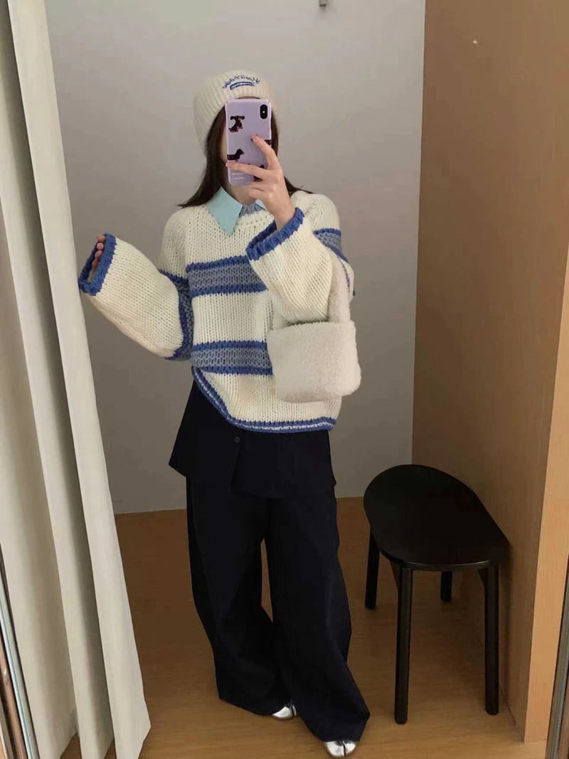 There By - Korean Women Fashion - #thatsdarling - Sloan Stripe Knit - 8