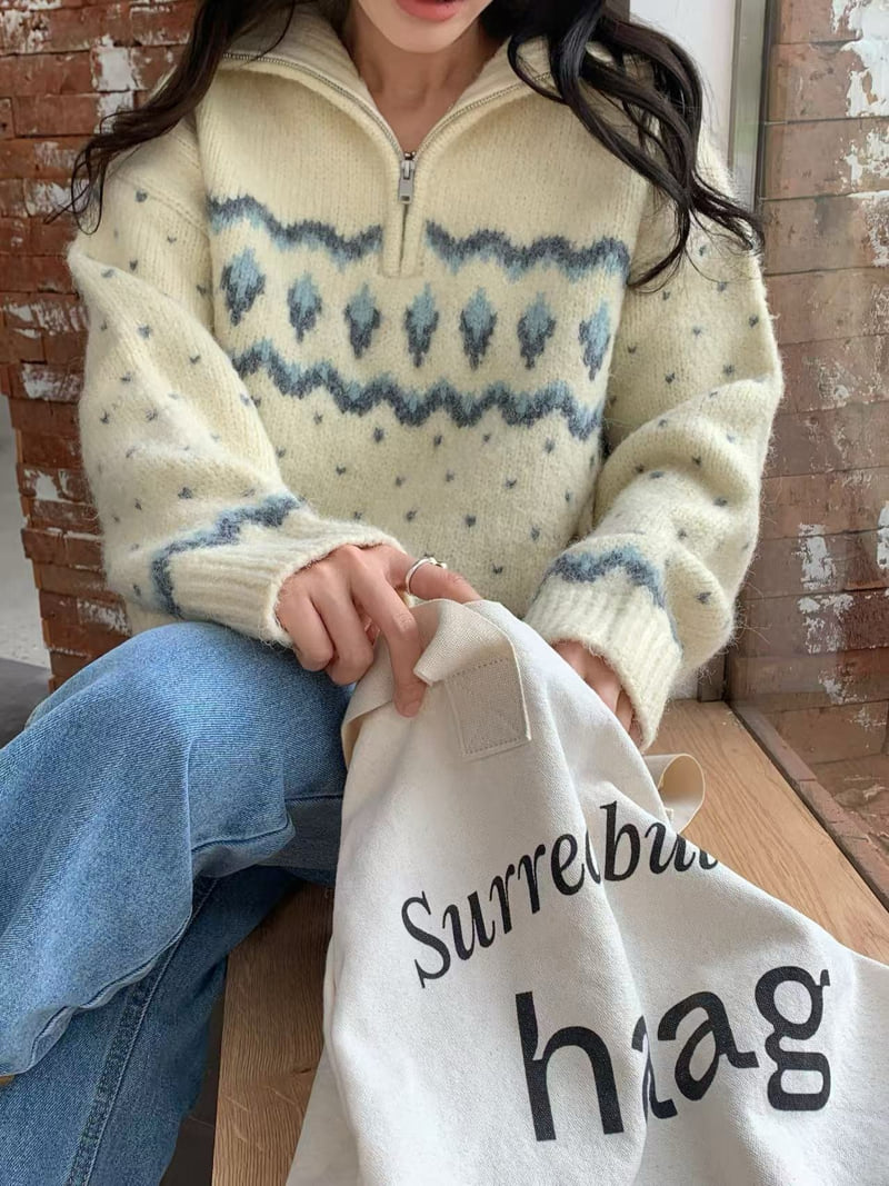 There By - Korean Women Fashion - #thatsdarling - Milk Half Zip-Up - 7
