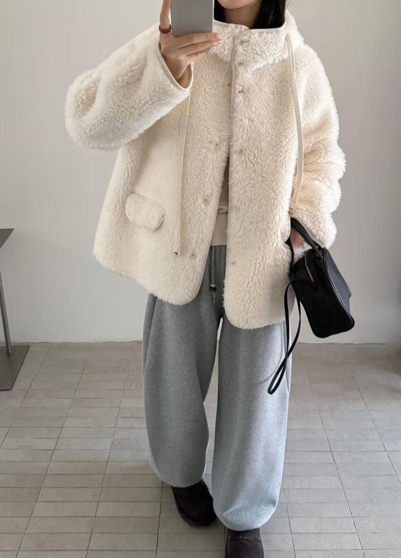 There By - Korean Women Fashion - #thelittlethings - Teddy Hood Jumper - 3