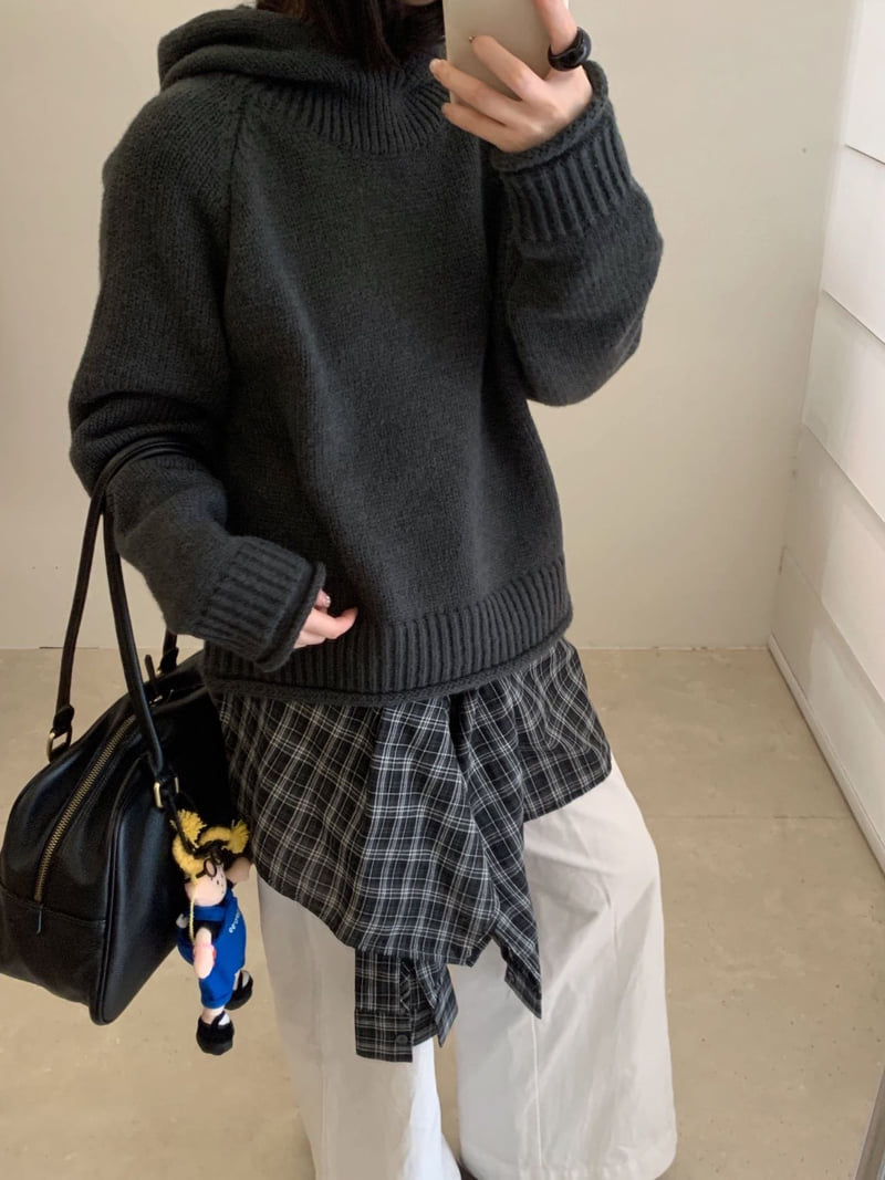 There By - Korean Women Fashion - #vintageinspired - Dear Hood Knit - 12