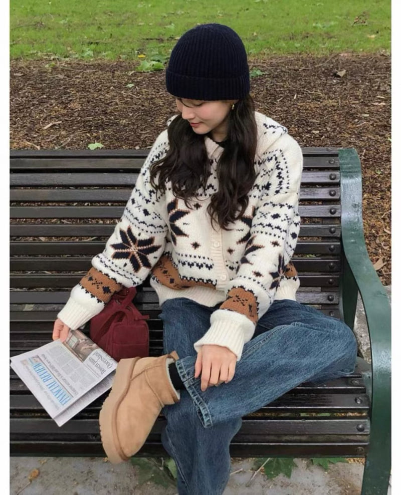 There By - Korean Women Fashion - #vintageinspired - Snow Hood Cardigan - 5