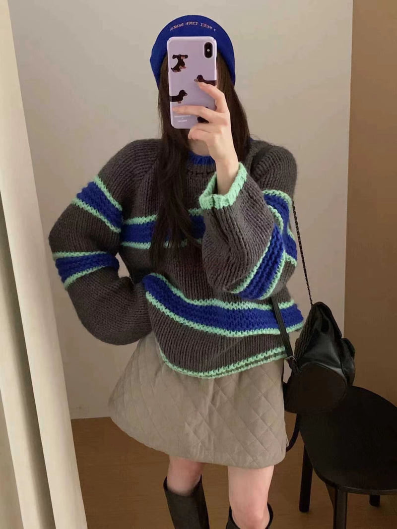 There By - Korean Women Fashion - #vintageinspired - Sloan Stripe Knit - 2