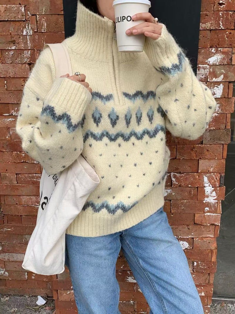 There By - Korean Women Fashion - #vintageinspired - Milk Half Zip-Up