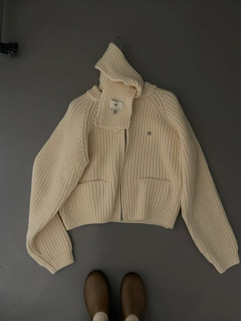 There By - Korean Women Fashion - #vintageinspired - Muffler Set Cardigan - 3