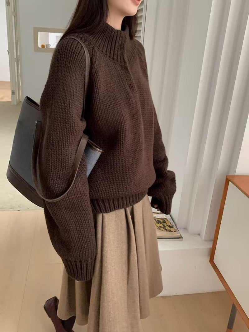 There By - Korean Women Fashion - #womensfashion - Honey Half Neck Knit - 11