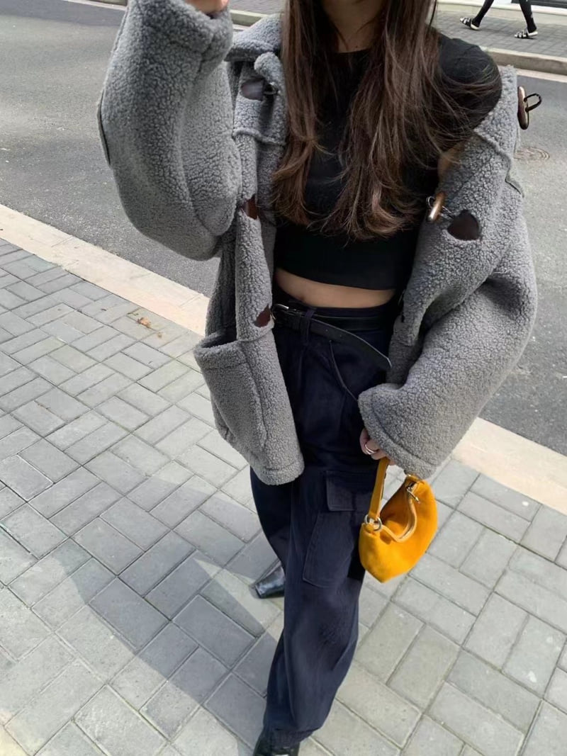 There By - Korean Women Fashion - #womensfashion - Toggle Shearling Coat - 5