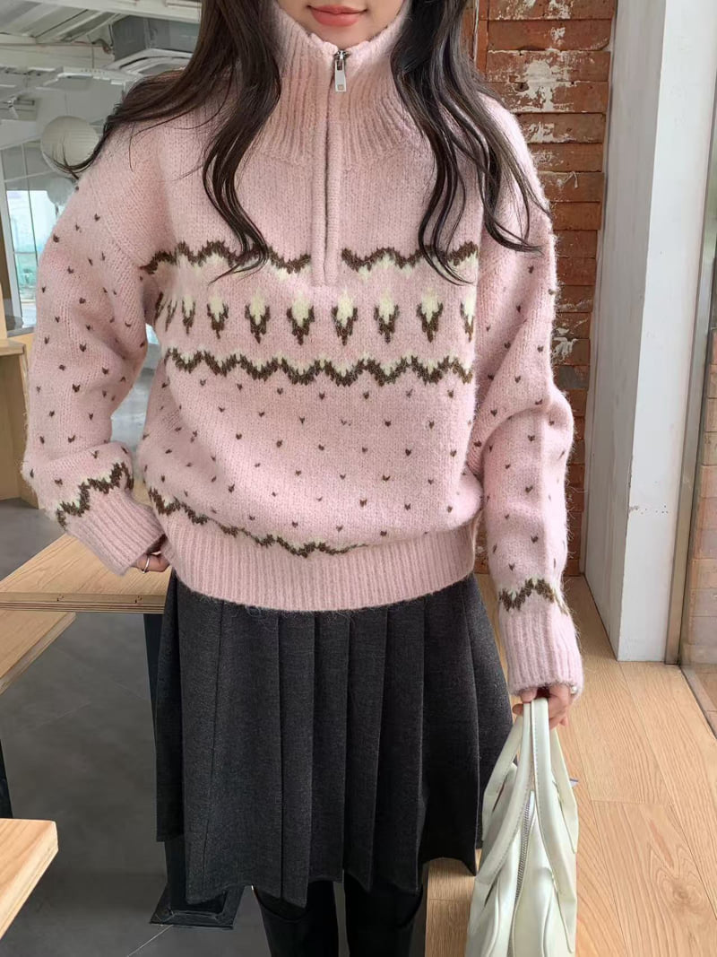 There By - Korean Women Fashion - #womensfashion - Milk Half Zip-Up - 10
