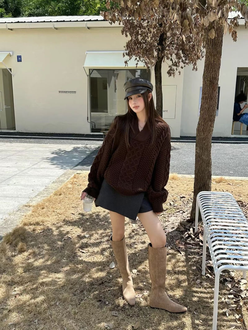 There By - Korean Women Fashion - #momslook - Mond Cable Knit - 4