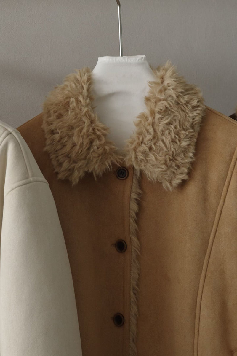 There By - Korean Women Fashion - #womensfashion - Yarn Mustang Jacket - 5