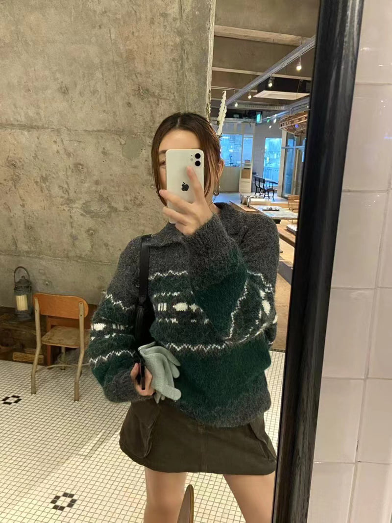 There By - Korean Women Fashion - #womensfashion - Wood Winter Knit - 3