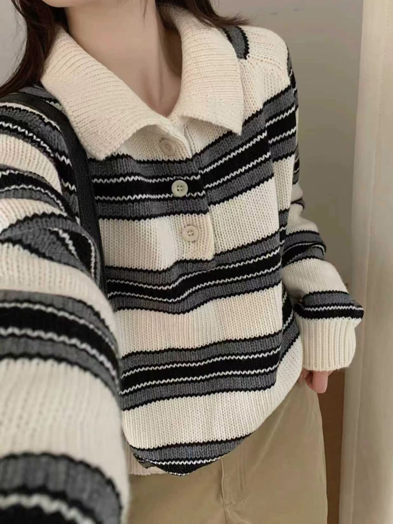 There By - Korean Women Fashion - #womensfashion - Use Stripe Knit