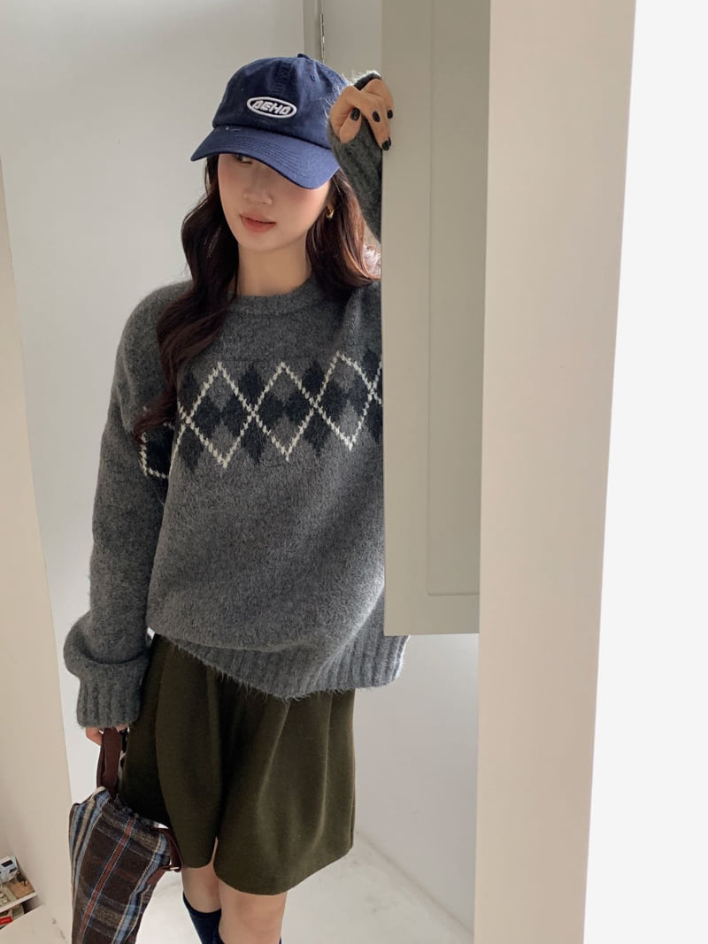 There By - Korean Women Fashion - #womensfashion - Momo Argyle Knit - 11